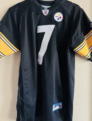 Camiseta Ben Roethlisberger Steelers Negra #7 Reebok NFL; Niños Talla 16-18 XL Foto 1 de 4