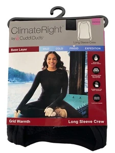 Climate Right by Cuddl Duds Long Sleeve Crew FRIGID Grid Warmeth Women's XS - Picture 1 of 2