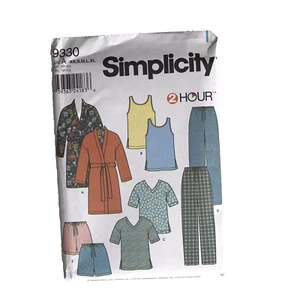 Simplicity Adult Teen Pajamas Robe PJs Top Pants XS-XL 2 Hr Pattern 9330 Uncut - Picture 1 of 4