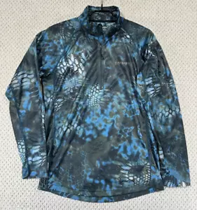 Kryptek 1/4 Zip Shirt Mens M Blue Neptune Camo Long Sleeve Pullover Hunting Hike - Picture 1 of 15