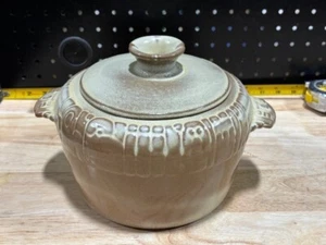 Vintage Frankoma Brown Green Mayan Aztec 3 Qt Casserole Baker Bean Pot & Lid 7W - Picture 1 of 5