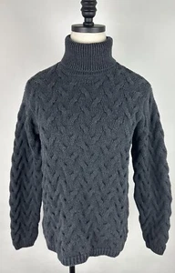 Suéter Vintage Años 90 Cuello Alto S Tejido con Cable Desteñido Negro Algodón Minimalista Grunge - Imagen 1 de 13