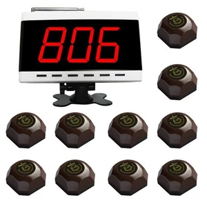 Sistemas inalámbricos de llamadas para clientes SINGCALL camarero 1 pantalla y 10 campanas de botones - Imagen 1 de 9