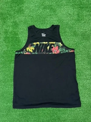 Camiseta sin mangas Nike de ajuste regular sin mangas para hombre XL negra floral gráfica camisa de entrenamiento Foto 1 de 2