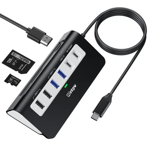 Aluminum 9-in-1 USB-C Docking Station - 4K HDMI, 100W PD, 2 USB 2.0, SD/TF, 3... - Picture 1 of 8