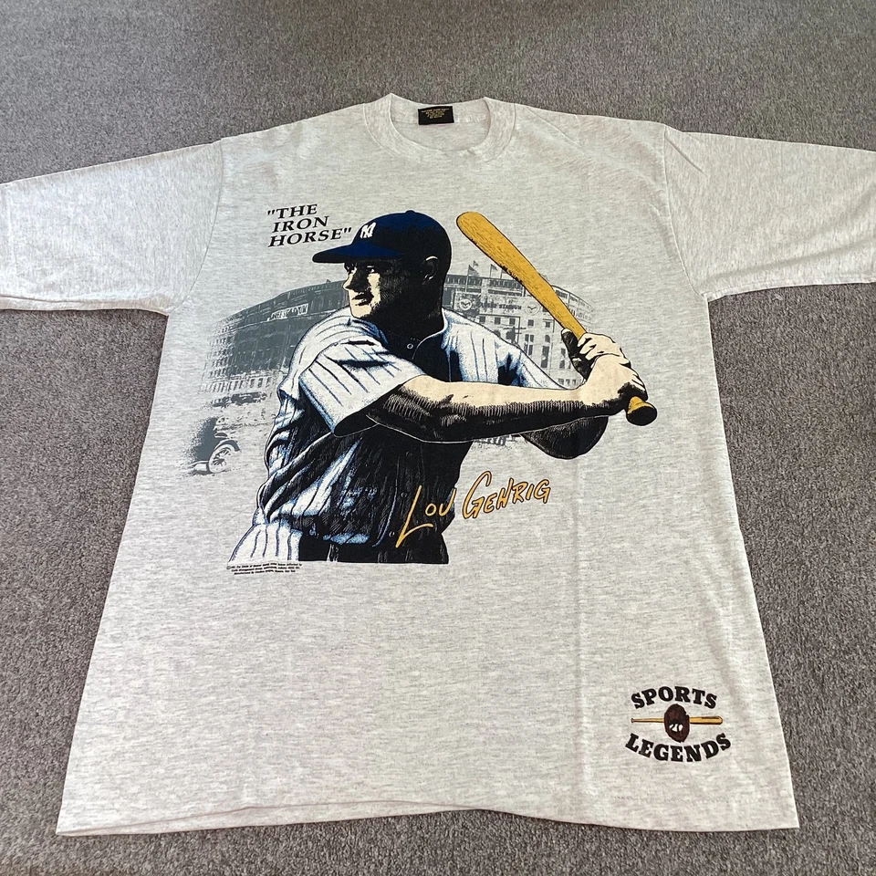Vintage New York Yankees Shirt Mens XL MLB Baseball Lou Gehrig The Iron Horse 90 - Image 1 of 4