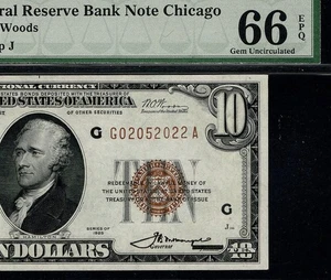 1929 $10 Federal Reserve Bank Note Chicago PMG 66 EPQ GEM UNC (CXJ) - Picture 1 of 3