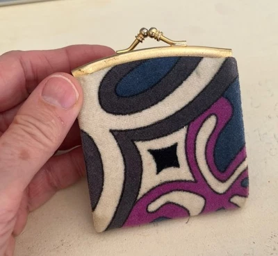 Mini monedero vintage años 60/60 Emilio Pucci terciopelo estampado geométrico Foto 1 de 4