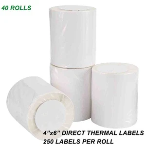 40 Rolls 4x6 Direct Thermal Labels 250/Roll For Zebra 2844 ZP450 Eltron TLP 2824 - Picture 1 of 2