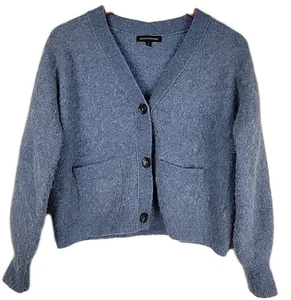 Banana Republic Alpaka Wollmischung Cropped Strickjacke Damen klein blau weich flauschig - Bild 1 von 11