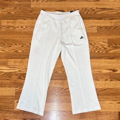 NWT Adidas Womens Medium White Drawstring Xpress Flare Sweatpants Wide Leg Gym - Image 1 of 4