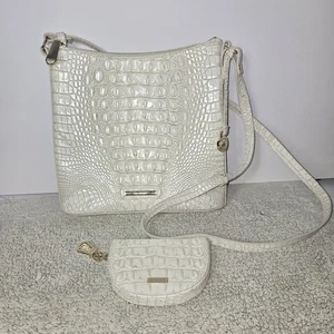 Bolso Bandolera Brahmin Katie Blanco Con Plata Melbourne Croc Cuero Repujado Rd - Imagen 1 de 24