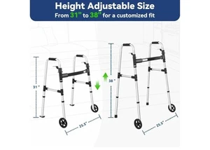 Folding Compact Standard Walker 5" Wheels Lightweight New - Picture 1 of 2