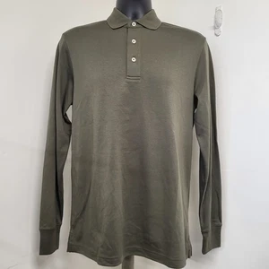 Lands' End Supima Polo Shirt Men’s Size S(34-36) Forrest Moss Long Sleeve Preppy - Picture 1 of 15