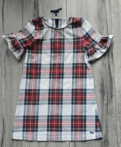 Vineyard Vines toddler  Girls Red  Plaid Ruffle Sleeve Dress size 4T Worn Once! - Picture 1 of 5
