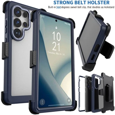 For Samsung Galaxy S25+ S24 Ultra Heavy Duty Clear Phone Case Cover / Belt Clip - Image 1 of 4
