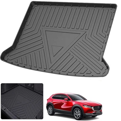 Black Rear Cargo Trunk Liner Mat Floor Carpet Set for 2020-2025 Mazda CX-30 - Image 1 of 4
