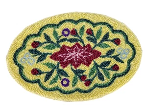 Vintage Shackman Puppenhaus Miniatur Teppich Gelb Blumen Französischer Knoten Teppich Neu aus altem Lagerbestand - Bild 1 von 8