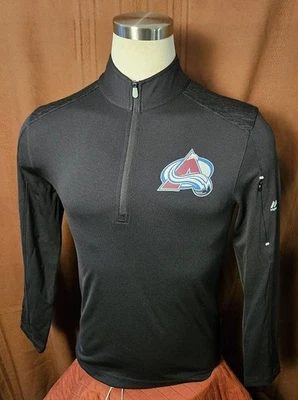 Camisa Colorado Avalanche Para Hombre Manga Larga 1/4 Cremallera, Majestuosa, Negra, Talla S, Usada en Excelente Condición Foto 1 de 4