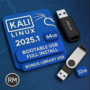 Kali Linux 2025.1 | FULL INSTALL + Kali Library | 2-USB Bundle | 64GB + 32GB - Picture 1 of 10