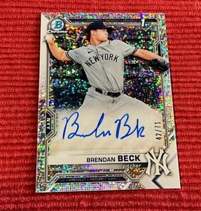 Brendan Beck 42/71 SPARKLE REFRACTOR 2021 Bowman Draft Chrome 1st Auto Yankees - Picture 1 of 3
