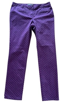 Ann Taylor Loft Womens Pants Maroon Pink Polka Dot Marisa Stretch Size 12 T - Image 1 of 4