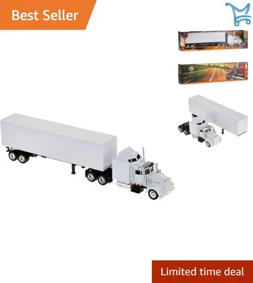 Camión modelo Kenworth W900 de plástico blanco a escala para exhibición en el hogar de coleccionistas Foto 1 de 4