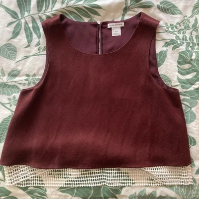 blusa club monaco sem mangas Borgonha com acabamento linho viscose década de 2010 - Imagem 1 de 4