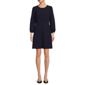Abito donna Eliza J tg 14 sbuffo manica lunga A-Line blu navy corto girocollo - Foto 1 di 16