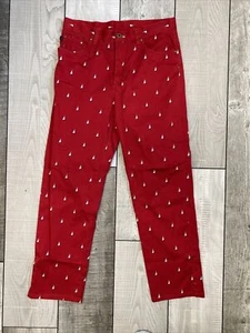 Lauren Ralph Lauren Sailboat Pants Sz 4 Red Ankle Pants Cotton Cropped golf lake - Picture 1 of 6