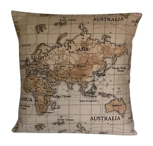 1 x Fryetts Weltkarte Atlas natürliche Kissenbezüge 16" 18" 20" - Bild 1 von 4