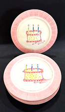 VTG Ceramiche Toscane ITALY Plates 8 3/4" Round Hand Painted Birthday Cake RARE!