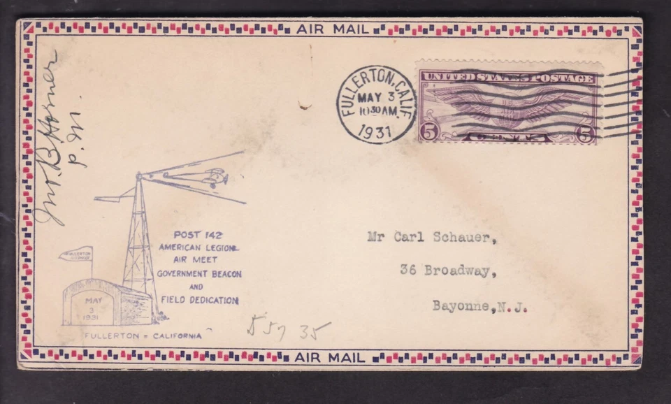 FULLERTON, CALIF., POST 142 AMERICAN LEGION AIR MEET, GOVERNMENT BEACON 1931 - Image 1 of 1