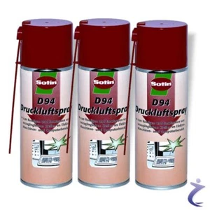 3x Druckluft Reiniger Set - 3x 400ml Sotin D94 Spraydosen Duster Reinigungsspray