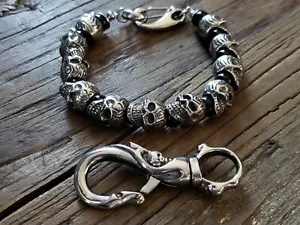 BLACKSTATIC Premium Stainless Steel Skull Bracelet & Keyring w/Metal Gift Box - Picture 1 of 10