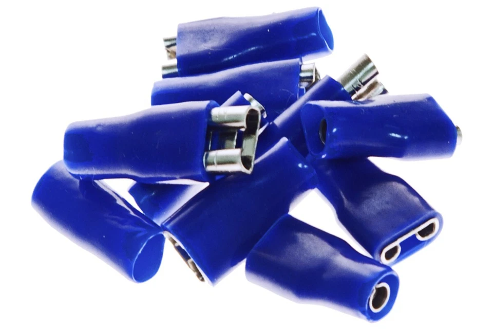 10 Pack 18-14 Gauge Female Quick Disconnect .250" Crimp Slide Speaker Terminals - Image 1 of 1