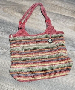 The Sak Satchel Hobo Shoulder Bag Crochet Knit Rainbow Belle Boho Bohemian - Picture 1 of 7
