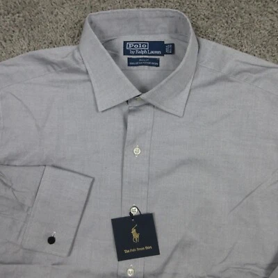 Camisa Polo Ralph Lauren De Colección Para Hombre Grande 16.5 35 Gris Philip Pinpoint Oxford Foto 1 de 4
