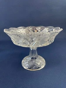 Antique Westmoreland clear pressed glass compote FAN WITH SPLIT DIAMOND c.1890+ - Picture 1 of 8