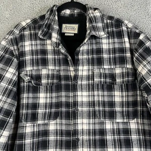 Boston Trader Jacket Men XL Black Flannel Shirt Shacket Sherpa Lined Flap Pocket - Picture 1 of 19