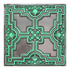 Artistic ceiling tiles, Decorative pvc panels, PL16 Achaic cyan 10pcs/lot - Picture 1 of 20
