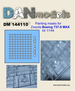 Máscaras de pintura Dan Models 144110 para Boeing 737-8 MAX Zvezda, kit escala 1/144 - Imagen 1 de 12