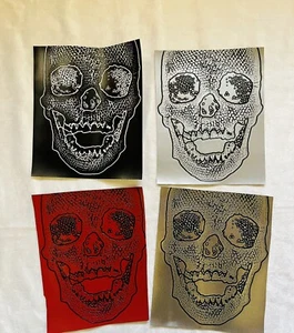 4 Pieces faux leather Fabric Embossed Textured Skull Design For Arts & Crafts - Picture 1 of 6