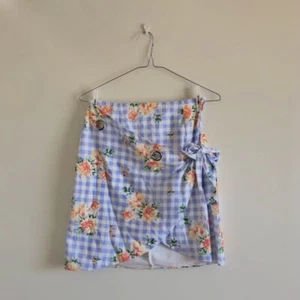 Gingham Checkered Floral Mini Skirt - Picture 1 of 1