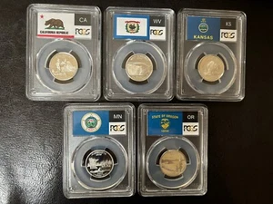 2005 S Silver Proof Set State Quarters PCGS PR69DCAM Flag Label - 5 coins - Picture 1 of 2