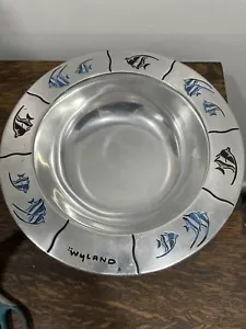 WYLAND DESIGNER SERIES PEWTER BOWL NAUTICAL FISH MOTIF YACHT NAUTICAL - Picture 1 of 7