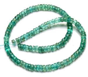 Gemas de apatita verde natural tamaño 4,5 mm cuentas facetadas en forma de rondelle hilo de 12" - Imagen 1 de 4