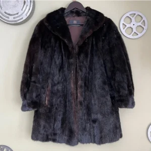 Vintage Black & Brown Fur Hudson Bay Jacket - Picture 1 of 10