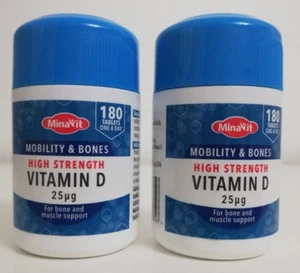 2 x Minavit High Strength Vitamin D 25ug Tablets 1 Year Supply Vegetarian - Picture 1 of 3