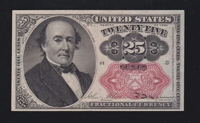 US 25c Fractional Currency Note 5th Issue Thick Key Pos 47-C FR 1309 Ch CU (025) - Image 1 of 2